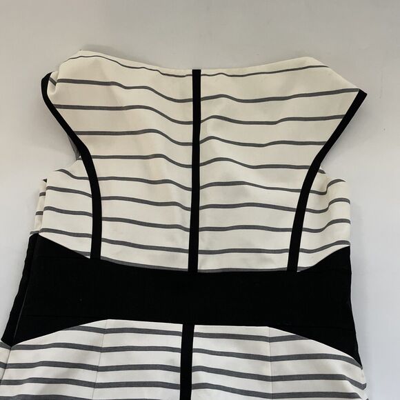 Karen Millen Pencil Dress Unique‎ Folded Neckline Striped Business Workwear 10 - Picture 5 of 13